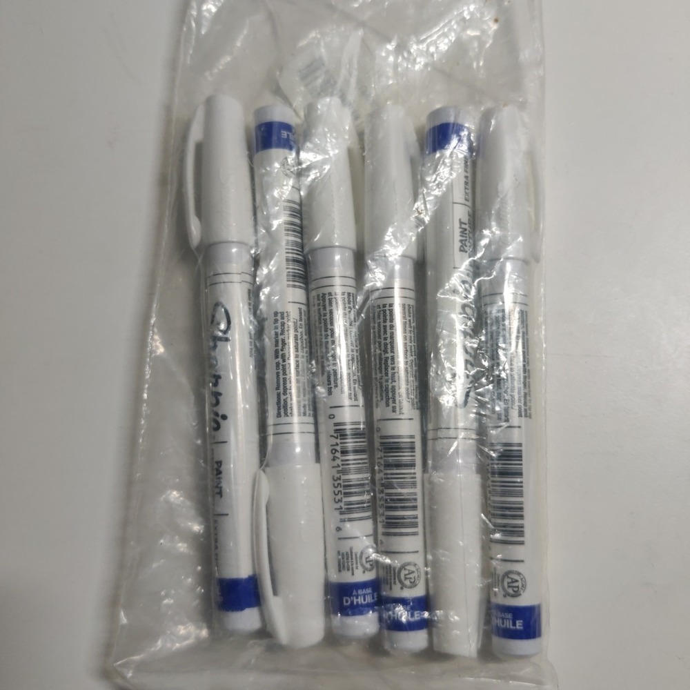 35531 Sharpie Oil-Based Paint Marker, White Ink, Extra Fine Tip, (6-pack) New